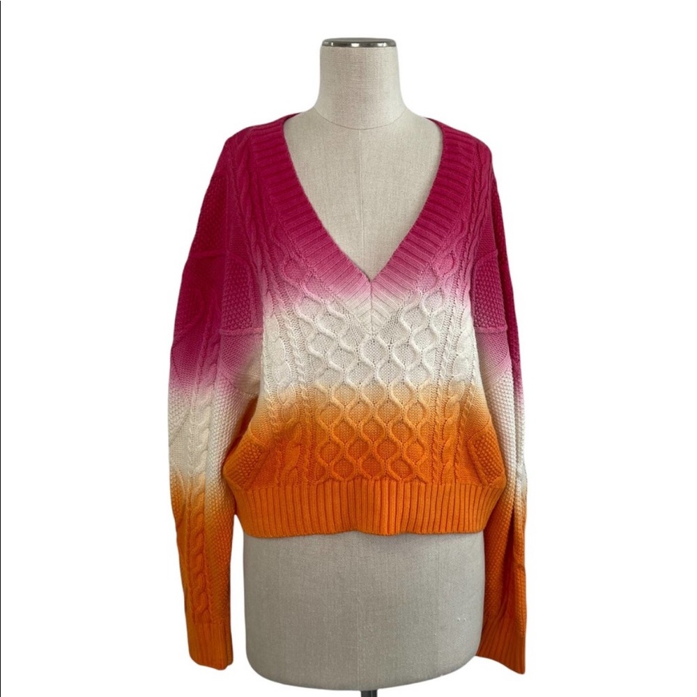 Wilfred Free Aritzia Mystic Wool Ombre Sweater Cropped Sherbet Size L - Picture 1 of 7
